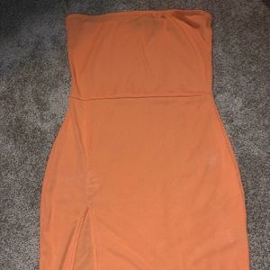 Mini dress with slit in thigh